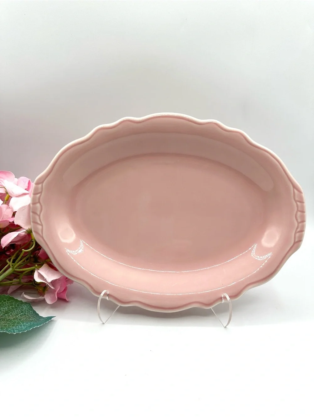 Homer Laughlin Terrace Pink Oval Platter 11.5”